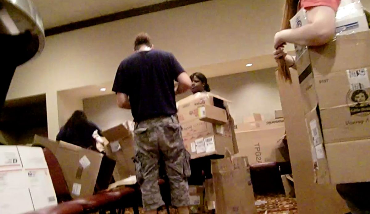 People building cardboard costumes at Play-On-Con in 2011